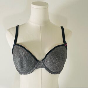 La SENZA Metallic Silver & Black Lightly Padded Underwire Bra Size 34DD NWT